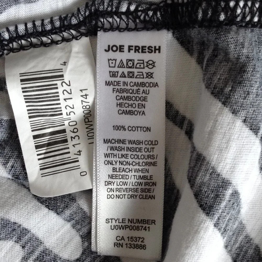 Joe Fresh Short Sleeve Top T-Shirt Size 1X Black White Zebra Print 100% Cotton - Picture 6 of 6